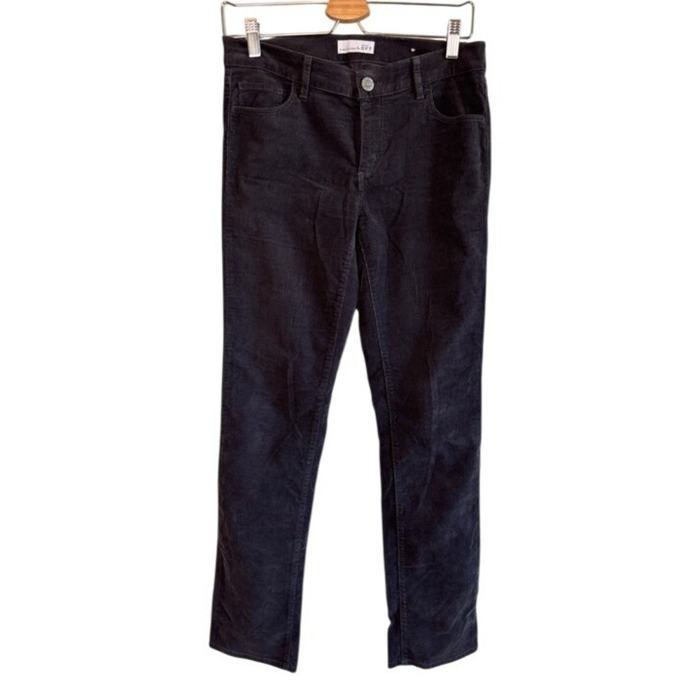 LOFT Modern Straight Corduroy Pants Charcoal Gray Stretch 4 27 NWOT Consign